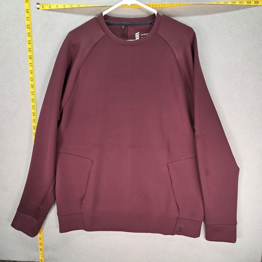 Second Skin Sweatshirt Mens Large Red Crewneck Pullover Stretch Pockets Athletic